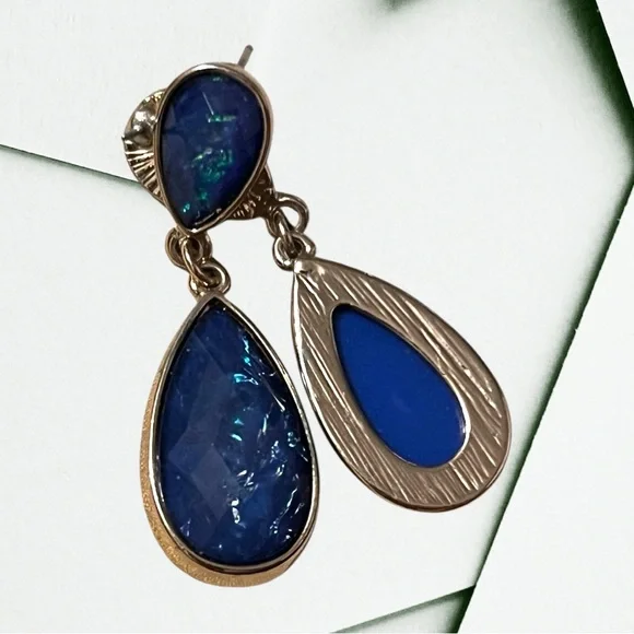 Assorted Pierced Earrings. The black with gold is a Monet, pierced. - Picture 4 of 5